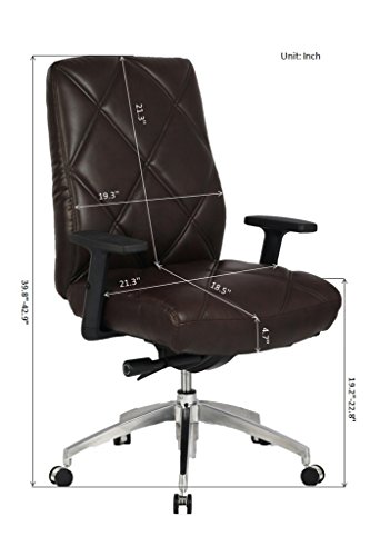 VIVA OFFICE Diamond Pattern High Back Bonded Leather Office Executive Chair Adjustable Armrest, Black