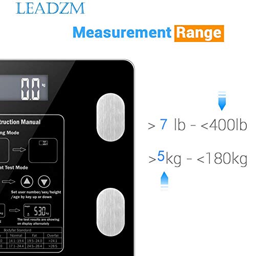 DLMZY Digital Body Weight Bathroom Scale Digital Bathroom Scale Digital Body Fat Scale Health Analyser Fat Muscle BMI Black (Ships from US Warehouse)