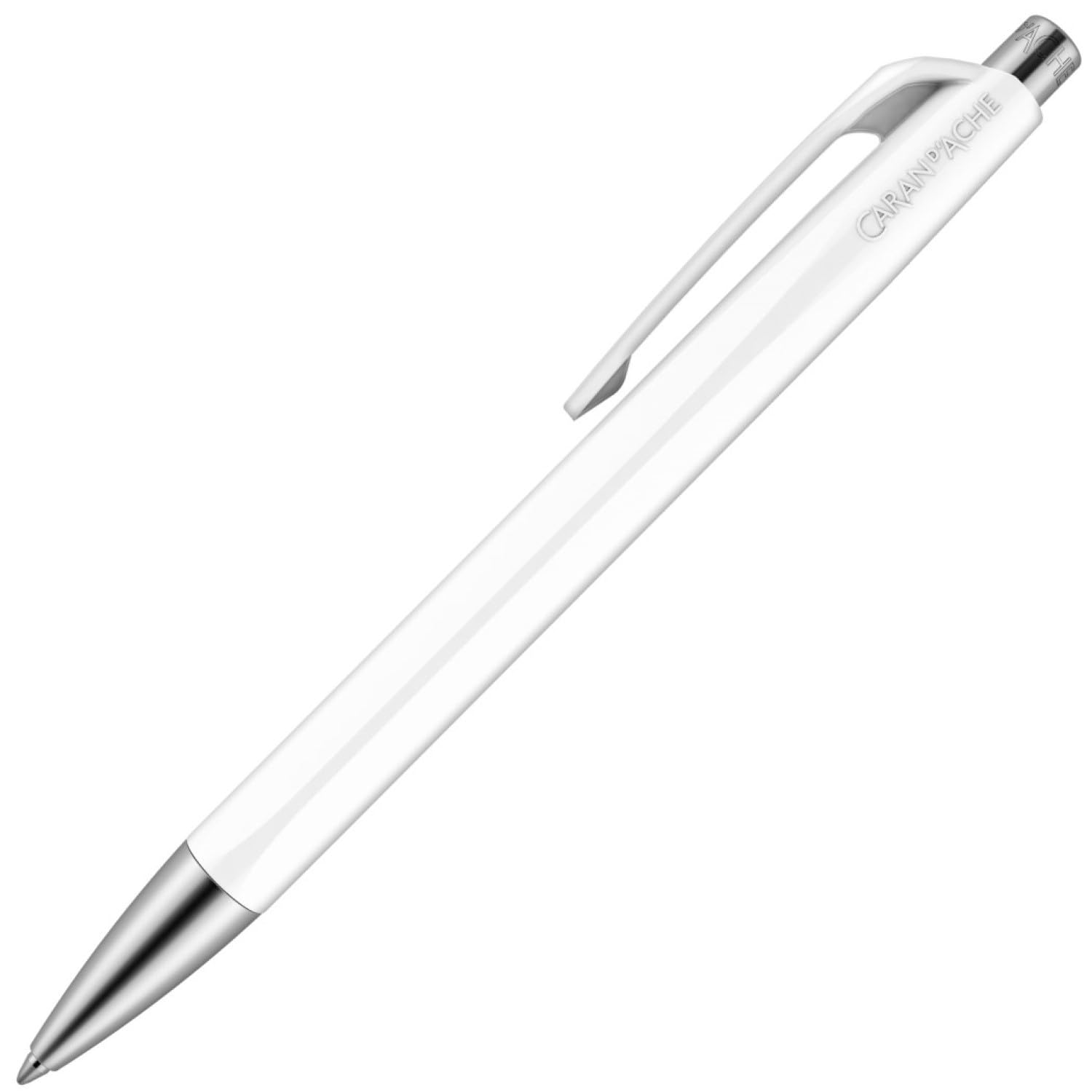 Caran Dache Ballpoint Pen, White, with SwissRide Blue Medium Cartridge