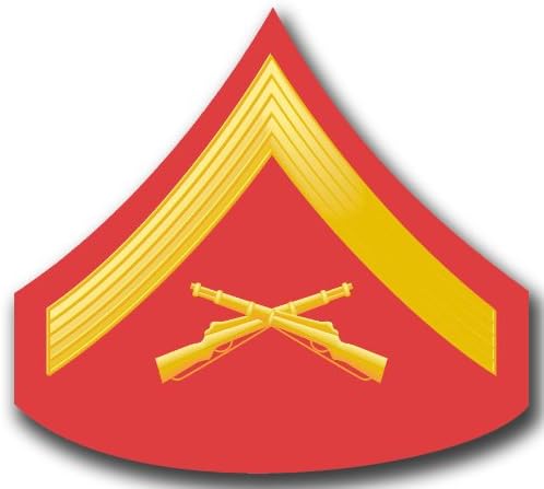 US Marine E-3 Lance Corporal Red/Gold Chevron Rank Insignia Decal Sticker 3.8"