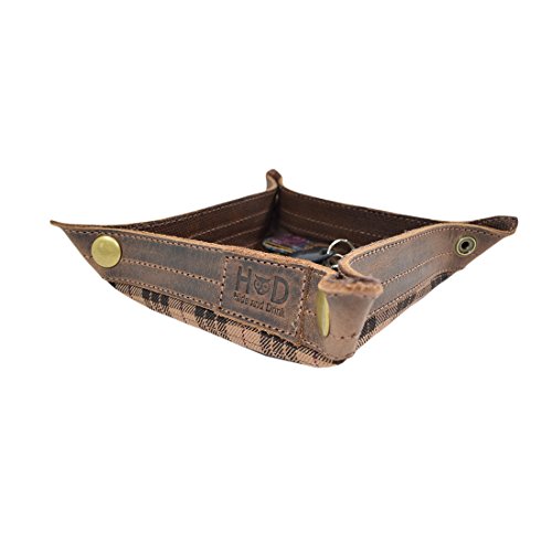 Waxed Canvas Catchall Jewelry Change Keys Wallet Coin Box Tray for Coffee Table/Desk / Dresser Storage Valet Handmade by Hide & Drink :: Honey Bourbon