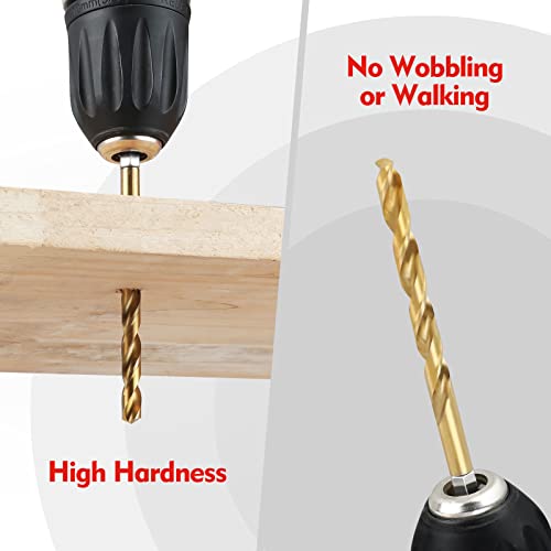 WORKPRO 9-Piece Hex Shank Drill Bit Set, Titanium Coated HSS Drill Bits from 1/16\