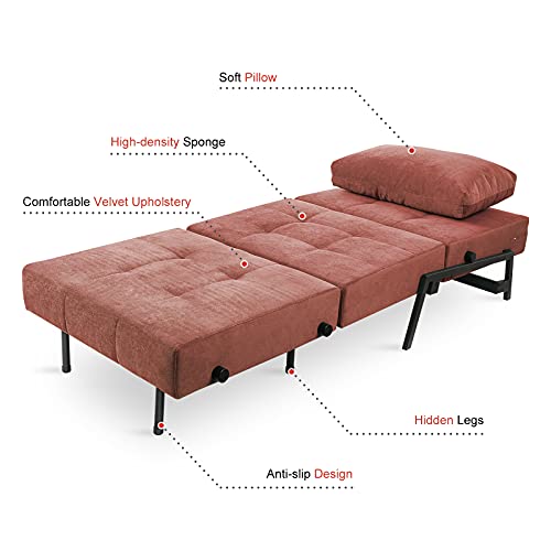 Vonanda Sofa Bed, 2in1 Sleeper Chair Bed, Velvet Convertible Chair