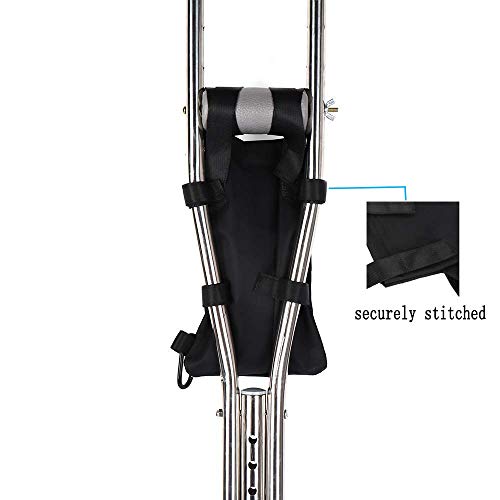 kemimoto Crutch Bag, Crutch Accessory Pouch Tote with Extra Pocket Lightweight Washable Crutch Pouch for Crutches User Storage Loose Items