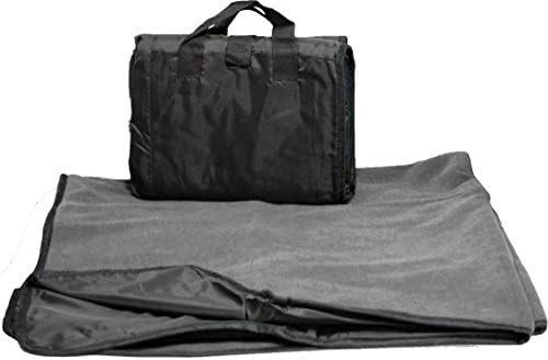 CozyCoverz Outdoor Rainproof &amp; Windproof Stadium Blanket/Picnic Blanket 50" x 60" (Black/Grey)