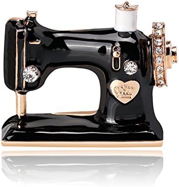 BLagenertJ Shiny Enamel Brooch Pin Sewing Machine Shape for Women