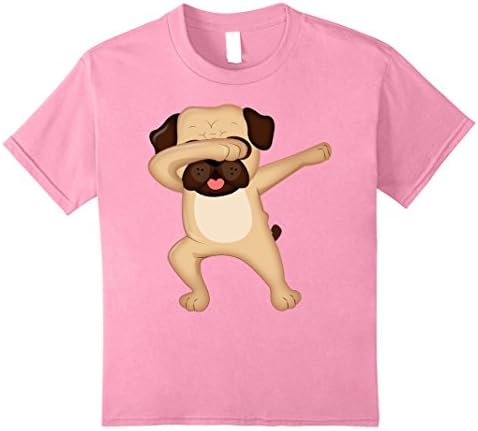 Kids Dabbing Pug Shirt - Funny Cute Pug Dab Tshirt Gift 12 Pink