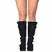 Generation Y Women's Knee High Mid Calf Flats Boots Sweater Knitted Cuff Buckles Wedge Rubber Sole Black Suede Size 10