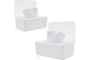 2 Pack Baby Wipes Dispenser, Refillable Wipes Dispenser Baby Wipes Case, LEQXGO Baby Wipe Holder for Fresh Wipes, Non-Slip Wipes Case, Refillable Wipe Container with Sealing Design Lid (2 White)