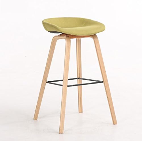 Yingui Handcrafted Barstool, Solid Mango Wood Traditional Stool, 100% Solid Oak Shade, 75cm High (Color : Green)