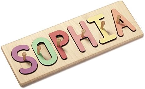 South Bend Woodworks Kids Personalized Wooden Peg Name Puzzle – Up to 12 Characters