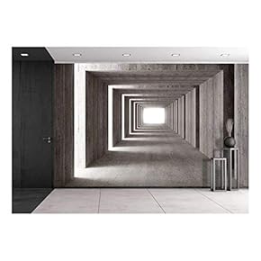 Fine Image 3D of Concrete Tunnel and Lateral Lights, Abstract Background - Removable Wall Mural | Self-Adhesive Large Wallpaper - 66x96 inches