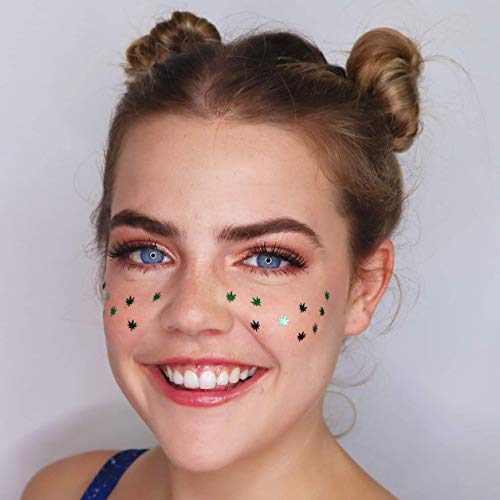 image for Electric Bliss Beauty 10 Grams - Green Weed Leaf Holographic Cosmetic 