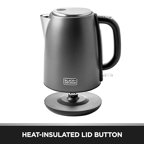 BLACK+DECKER 1.7L Premium Stainless Steel Electric Kettle - 2200W Fast Boil, Cordless Design, Auto Shut-Off, Boil Dry Protection, Metallic Finish with Chrome Accents | SSJC175-B5