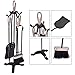 Tangkula Fireplace Set 5 Piece Rustic Heavy Duty Compact Wrought Iron Fire Place Tool Set with Base, Hearth Tool, 25.5