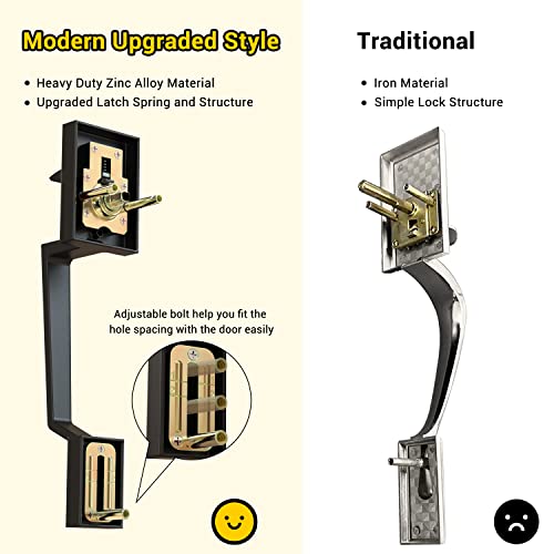 Ohuhu Front Door Lock Set, Heavy Duty Upgraded Front Door Handle Black