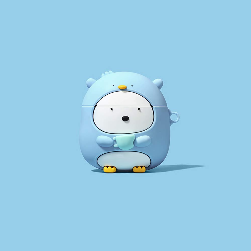 Compatible with AirPods Case, Silicone 3D Animal Cute Penguin Chicken Duck Reindeer Piggy Fun Cartoon Character Airpod Cover (AirPods 1.2, Penguin)