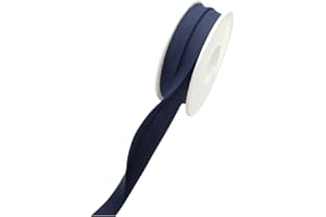 Hobby Trendy 100% Cotton Bias Binding Tape (Double Fold) 10mm (3/8") (5meters- 5.46yards) for Sewing, Seaming, Binding, Hemming, Piping, Quilting (72 Navy Blue)