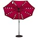 Sundale Outdoor Solar Powered 32 LED Lighted Patio Umbrella Table Market Umbrella with Crank and Push Button Tilt for Garden, Deck, Backyard, Pool, 8 Steel Ribs, 9 Feet, Red