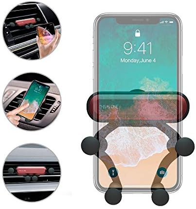 ORYCOOL Car Phone Holder, Gravity Car Air Vent Holder,Universal Cell Phone Car Holder Auto-Retractable Adjustable Grips 360 Degree Rotation Fits iPhone Samsung and All Smartphones (Red)