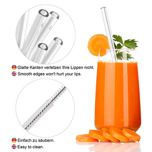 MELLIEX 8 Stück Glas Strohhalm Wiederverwendbar Glas Trinkhalme Eco Nachhaltige Strohhalme mit 2 Reinigungsbürsten für… – Bild 5