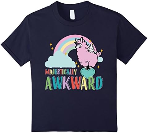 Kids Llamacorn T Shirt Majestically Awkward Funny Llama Unicorn 12 Navy