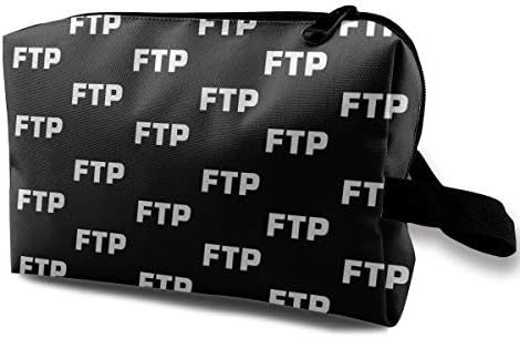 HzuGchi FTP Font On Black Background Women's Travel Makeup Bag Multifunctional Toiletries Pouch Bag with Zipper for Woman
