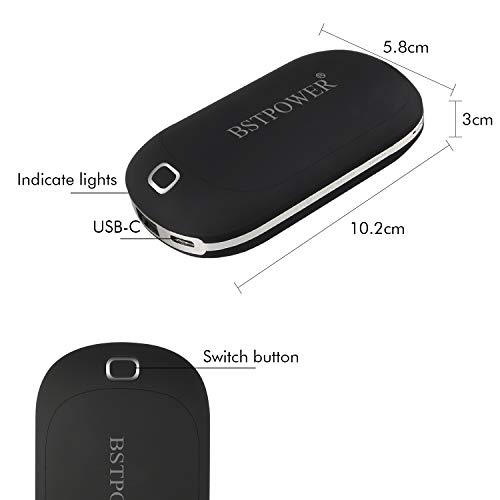 BSTPOWER Hand Warmers Reusable Rechargeable Hand Warmer 5200 mAh Power Bank USB Hand Warmer Electric Pocket Warmers for Skiing Golfing Climbing Hiking Women Men Winter Gift (Black)