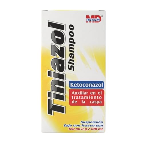 Tiniazol Ketoconazol Shampoo 2 g / 100 Botella con 120 mL Shampoo para la Caspa Seborrea Alopecia Dermatológico MD Liferpal Laboratorios Pack (1)