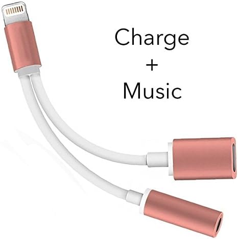 2 in 1 iPhone 7 Adapter &amp; Splitter,  Adapter and Charger, to 3.5mm Aux Headphone Jack Audio Adapter for iphone 7 / 7 plus (Rose Gold)