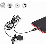 Professional Lavalier Lapel Microphone Hands Free Clip-on Mic with Omnidirectional Condenser Noise Cancelling Mic for iPhone 7/7 Plus/8/8 Plus/X/XS, Ipad, Bloggers, Youtube, Interview, Video Recording