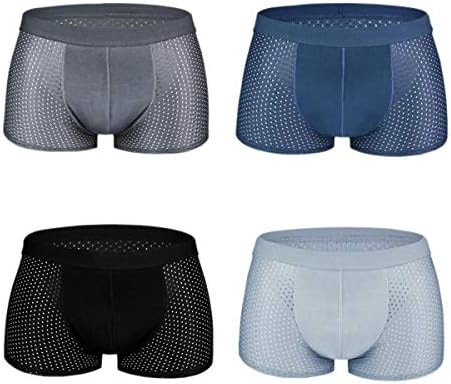 iooico Men's 1 & 4 Pack Boxer Shorts, Mesh Breathable Underwear Soft Stretch Trunks Underpants