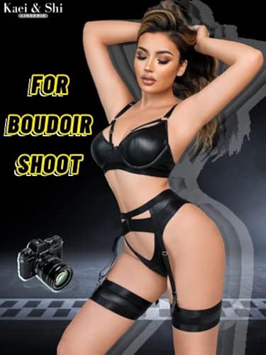 Kaei&Shi Garter Belt Thong Lingerie for Women,Strappy Hollow Out Sexy  Lingerie,Underwire Mesh Sheer Matching 4 Piece Lingerie Set Plus Size  Boudoir Black Lighter Leather 4X-Large in Dubai - UAE | Whizz Women
