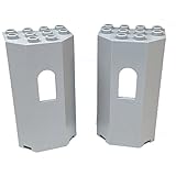 Lego Parts: Panel 3 x 4 x 6 Castle Turret Wall with Window (Pack of 2 - Light Bluish Gray)