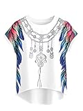 Milumia Women's Boho Print Batwing Sleeve Top High Low Chiffon Blouse