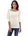 PattyBoutik Women Boatneck Lace Up Long Sleeve Ribbed Sweater (Ivory Small)