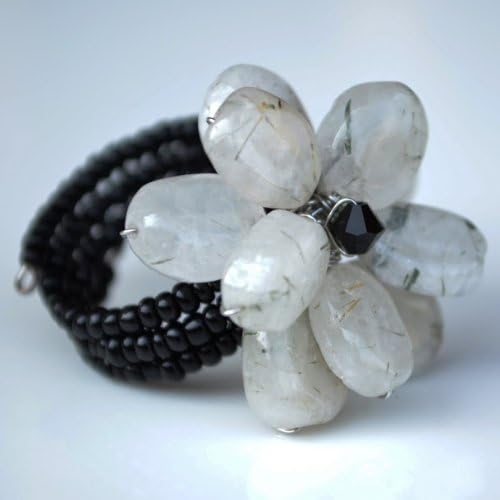 Rutile Quartz Flower Gemstone Ring by Flower GemStone