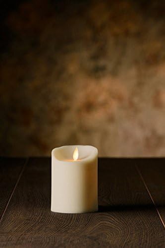 Veraflame 4"H Oblique Edge LED Moving Wick Candle, Ivory