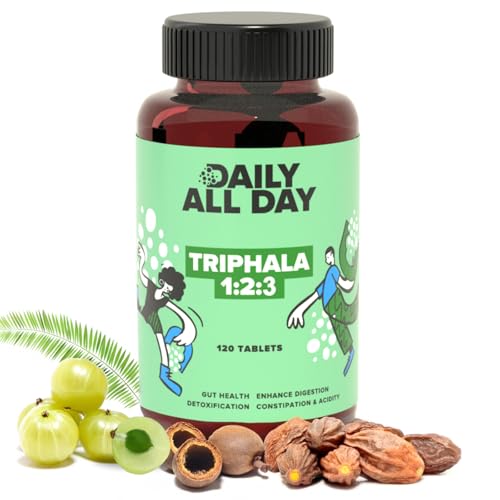 Triphala Tablets 1 2 3 Ratio 120, Stool softeners, Daily Bowel Movement Supplements, Gut Health, Digestive Health, Colon Cleanser, Constipation Relief for Women, Special Formula by Maharishi Vagbhata