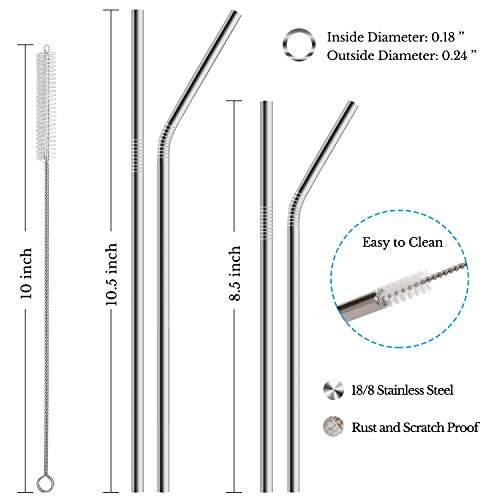 1 Hiware+12+Pack+Stainless+Straws+Cleaning