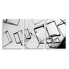 Wall26-3 Panel Canvas Wall Art- Black and White Modern Construction -Giclee Painting Wall Bedroom Living Room Home Decoration - 16"x24" x 3 Panels