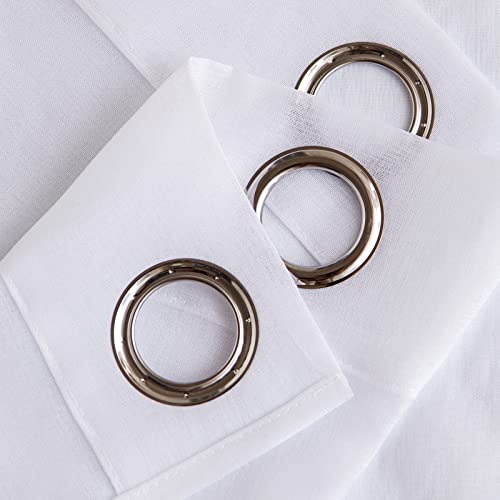 Woaboy Modern Living Room Curtains Short White Curtains for Windows 2 Pieces 140 x 145 cm Curtains Bedroom Curtains Translucent Polyester with Rings White
