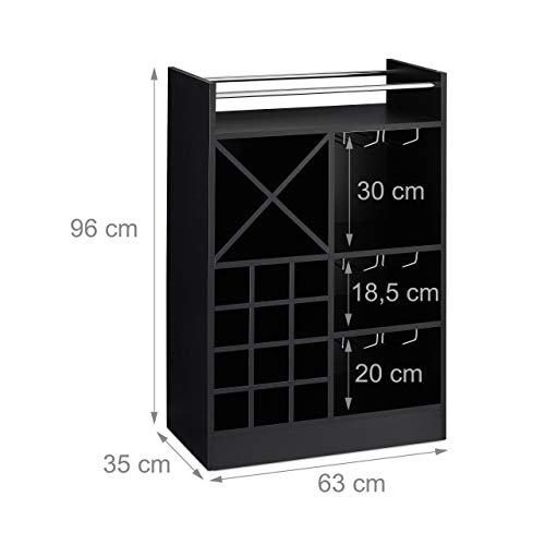 Relaxdays Weinregal mit Glashalter, 22 Flaschen, freistehend, Wein und Sekt, Hausbar HxBxT: 96 x 63 x 35 cm, schwarz – Bild 5
