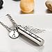 Cute Dog Paw Cylinder with Angel Wing Charm Initial Necklaces Pendant Cremation Jewelry Memorial-Ashes Keepsake
