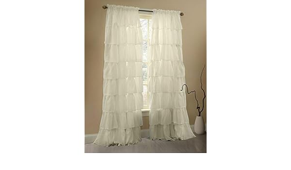 Gee Di Moda Cream Ruffle Curtains Gypsy Lace Curtains For Bedroom