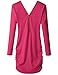 Doublju Womens Long Sleeve V-Neck Zip-up Front Back Sexy Shirring Detail Party Dress