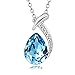 T400 Blue Waterdrop Crystal Pendant Necklace Birthday Gift for Women