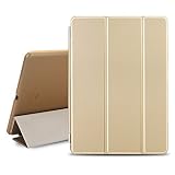 BESDATA Ultra Thin Magnetic Smart Cover [Auto Wake/Sleep Function] & Translucent Back Case for Apple 2013 iPad Air (5th Gen 9.7" Full Size iPad) + Screen Protector + Cleaning Cloth + Stylus, Gold - PT4109