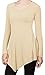 [DRSKIN] Women Handkerchief Hem Long Sleeve Tunic Top (XL, Beige)