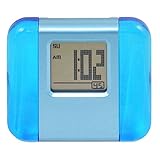 Alarm Clock Wake Up Clock, Small Travel Clock - Aluminum and Acrylic LCD Digital Alarm Clock Morning Clock - Blue.